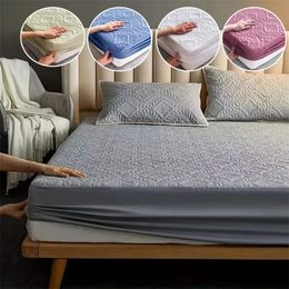 Quilted Waterproof Mattress Cover Embossed Bedding Mattress Protector Anti-mite Anti-bacterial Fitted Bed Sheet No Pillowcase 240129