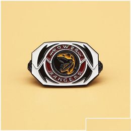 Pins Brooches Pins Mighty Morphin Power Rangers Metal Cartoon Brooch Backpack Interesting Enamel Hat Bag Decorate Badges Drop Deliv Dhcae