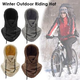 Berets Winter Warm Face Mask Riding Ski Hiking Bonnet Thicken Plush Head Hood Fleece Hats Thermal Scarf Beanies