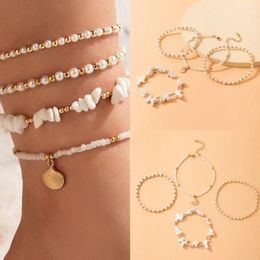 Anklets Crushed Stone Anklet Chain Handmade Foot Fashion Jewellery For Women Girls Summer