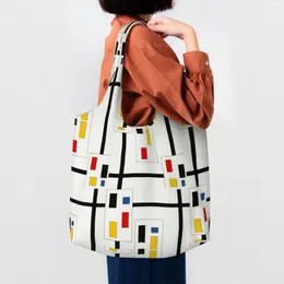 Shopping Bags Piet Mondrian Real Estate Groceries Bag Canvas Shopper Shoulder Tote Large Capacity Portable De Stijl Handbag