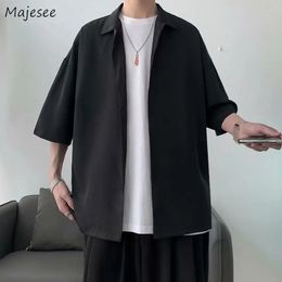 Half Sleeve Shirts Men Solid Color Loose Oversize S-3XL Harajuku All-match Simple Summer Draped High Quality Korean Style Casual 240202