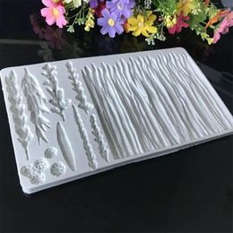 Baking Moulds Plants Wheat Grass Wild Meadow Silicone Mould Lavender Cake Border Fondant DIY Baby Birthday Decorating Tools Candy Molds