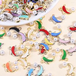 Charms 10Pcs Pearl Colorful Acrylic Dolphin Jewelry Making Gold Silver Color Pendant Earrings Necklace DIY Accessories Crafts