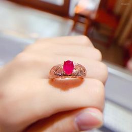 Cluster Rings Natural Ruby Ring Sterling Silver 925 Wedding Women's Luxury Jewellery Original