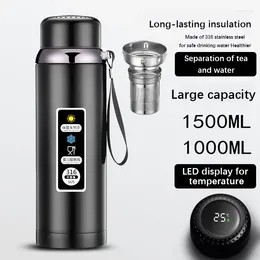 Water Bottles 316 Stainless Steel Thermal 600-1500ml Vacuum Flask LED Temperature Display Large Capacity Insulated Thermos Tea Bottle