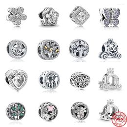 Loose Gemstones 925 Sterling Silver White Openwork Rose Tree Family Heart Pumpkin Car DIY Fine Bead Charm Fit Original Bracelet