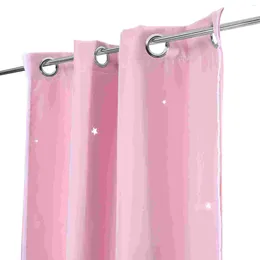 Curtain VORCOOL Blackout Curtains Star Cut Out Tulle Overlay For Girls Bedroom (Pink)