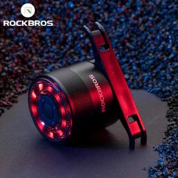 Other Lighting Accessories ROCKBROS Bicycle Rear Light 5 Light Modes Colourful Lamp Bike Tail Light Aluminium MTB Road Saddle Seatpost Cycling Taillight YQ240205