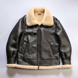 Pilot B3 Fur Integrated Mens Large Lapel American Casual Sheepskin Jacket STM9