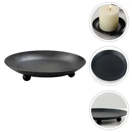 Candle Holders Candlestick Black Sticks Iron Base Tabletop Tray Plate Delicate Stand