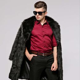 Mens Fur Coat Designer Winter Imitation Mink Long Thickened Warm Suit Collar Windbreaker X60O