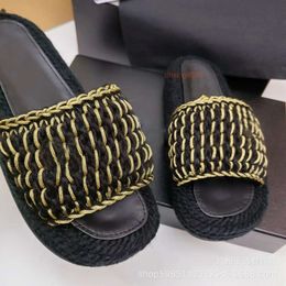 designer slides chaneles heels sandals fragrance slippers thick base leather woven flat bottom 4QZG