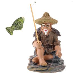 Garden Decorations Fisherman Statue Decor Tank Decors Home Sculpture Mini Figurine Household Resin