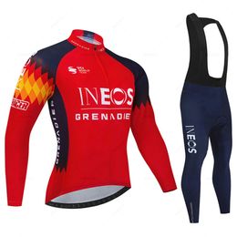 Ineos Team Men Spring Sport Cycling Jersey Autumn Mtb Bicycle Clothing Summer Long Sleeve Triathlon Mountain Bike Bib Pant Set 240202