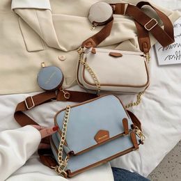 Waist Bags Fashion Chains Women Shoulder Designer Wide Strap Crossbody Luxury Pu Leather Women's Bag Lady Small Purse 3 Set