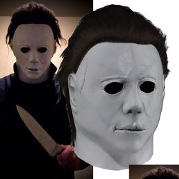 Party Masks 1978 Halloween Michael Myers Mask Cosplay Horror Bloody Killer Demon Latex Helmet Carnival Masquerade Costume Props Drop Ot5Ty