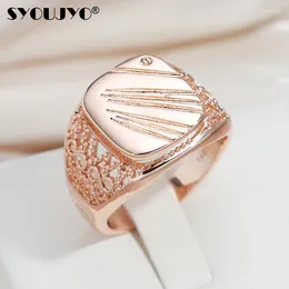 Cluster Rings SYOUJYO 585 Gold Colour Glossy Big Size For Men Openwork Chevron Daily Easy Matching Trendy Jewellery