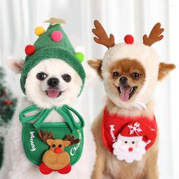 Dog Apparel Christmas Pet Hat Cute Antlers Saliva Towel For Cat Dress Up Supplies Scarf Autumn And Winter Clothes Accessory