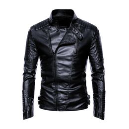 Leather jacket mens autumn and winter vintage motorcycle lapel waterproof jacket top tier jacket for men in Europe and America 240131