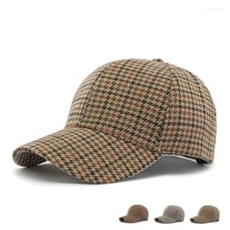 Ball Caps Women British Plaid Winter Baseball Cap For Men Brown Classic Houndstooth Trucker Hat Gorras Para Mujer