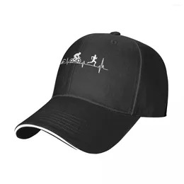 Ball Caps Triathlon Swim Bike Run Baseball Cap Heart Beat Men Women Custom Trucker Hat Summer Y2k Cool Hippie Adjustable Snapback