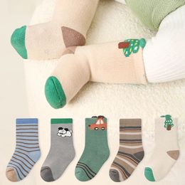 Milancel Winter Baby Baby Socks Gtrnień podszewkę Boys Sock 5 par dużo 240124