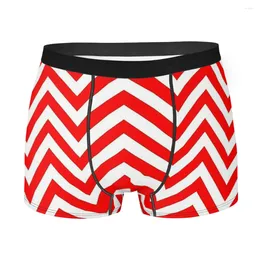 Underpants Red And White Men Boxer Briefs Geometric Patterns Highly Breathable Top Quality Gift Idea