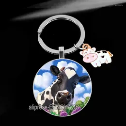 Keychains Cute Cow Keychain For Unisex A Wonderful Pastoral Life Keyrings Lovely Animal Key Chain Cattle Holder Gift Girls C-29