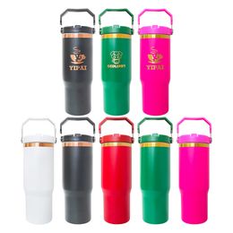 BPA free Leak proof gold copper coated 30oz Flip Straw Water Bottle student tumbler Colourful water bottle for laser engraving individual packing 25pcs/case