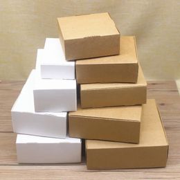 Paper flat box with 10 pieces of large-sized kraft paper/white packaging box wedding party gifts handmade soap chocolate candy storage 240205