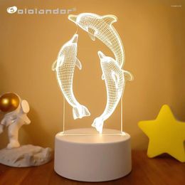 Night Lights 3D Acrylic USB Led Light Animal Series Figure Nightlight For Kid Child Bedroom Sleep Gift Home Decor Table Lamp