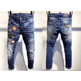 Men's Jeans BIKER Slim Casual Fashion Wear High Street Pants A338