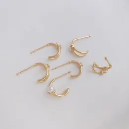 Stud Earrings 4PCS Gold Plated Trendy 2024 Feminine Charm Charms For Jewellery Making DIY Supplies Handmade Brass Accessories