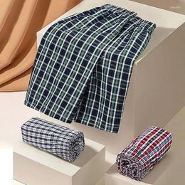 Underpants 4Pcs Boxer Men's Panties Underwear Man Homme Boxershorts Cotton Classic Plaid Shorts More Comfortable