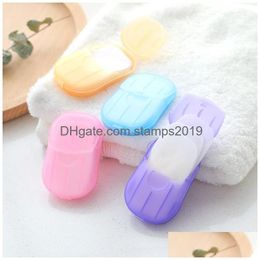 Soaps 20 Pcs/Set Disposable Boxed Soap Paper Portable Aromatherapy Hand Wash Bath Travel Mini Box Base Bathroom Accessories Bh2266 D Dhn6B