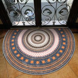 Semicircular Door Rug Boho Style Floor Mat Vintage Carpet for Living Room Indoor Entrance Mats Home Decoration 240131
