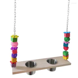 Other Bird Supplies Parrot Feeder Wood Perch For Cage Hanging Chew Toy Stainless Steel Food Water Bowl Feeding Cups Swing Drop