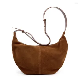 Evening Bags High Quality Faux Suede Shoulder Bag Women 2024 Trend Fashion Elegant Casual In Handbag Original Brands Brown Crossbody