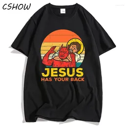 Men's T Shirts Cotton Shirt Jesus Has Your Back Jiu Jitsu Retro Christian Men TShirt Women's Oversized T-Shirt Mens Streetwear Top