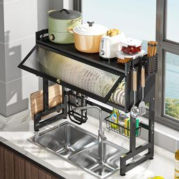 Kitchen Storage Dish Drying Rack Over The Sink Drainer Large With Cutboard Stand Utensils Holder Shelving Bowl