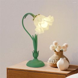 Table Lamps Retro Lamp French Romantic Bedside Lily Of The Valley Flower Eye Protection Decorative For Bedroom Desk Light