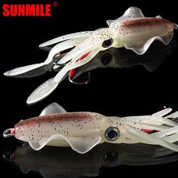 SUNMILE Fishing Soft Squid Lure 20g/60g/80g/100g/120g/150g Luminous/UV Squid Jig Fishing Lures For Sea Fishing Wobbler Bait 240119