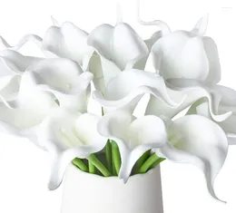 Decorative Flowers 20Pcs Calla Lily Fake White Wedding Bouquet Artificial Real Touch Latex Home Birthday Party Decoration