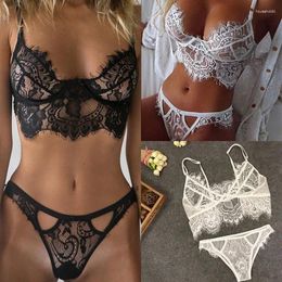 Bras Sets Sexy Lingerie Women's Underwear Set Eyelash Lace Brassiere Bralette Bra Panty Panties