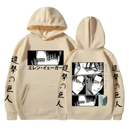 Mens Hoodies Anime Attack On Titan Graphic Manga Shingeki No Kyojin Levi Ackerman Hooded Sweatshirts Casual Cosplay Pullovers Unisex