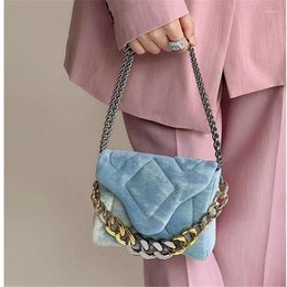 Shoulder Bags Vintage Denim Blue Chains Cover Hasp Crossbody Luxury Design Women's Bag Casual Handbag Fashion Small Totes Purse