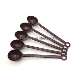 Spoons 10G Plastic Measuring Spoon Coffee Stir Ice-Cream Dessert Long Handle Juice Milk Tea Stirrers Scoop Kitchen Tools Bh6136 Drop Dhoaz