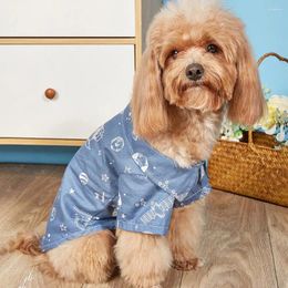 Dog Apparel Winter Pet Denim Shirt Lapel Short Sleeve Foreleg Single-breasted Spaceship Print Dogs Jacket Supplies