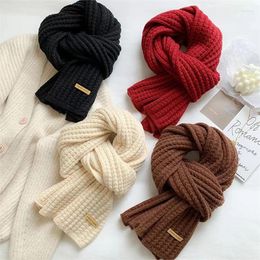 Bandanas Women Outdoor Thicken Knitted Scarf Winter Keep Warm Long Shawls Soft Pashmina Wraps Lady Pure Colour Korean Fashion